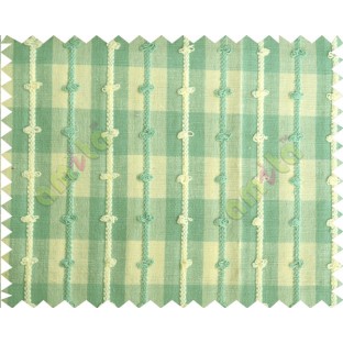 Green white checks stripes emboss loop main cotton curtain designs
